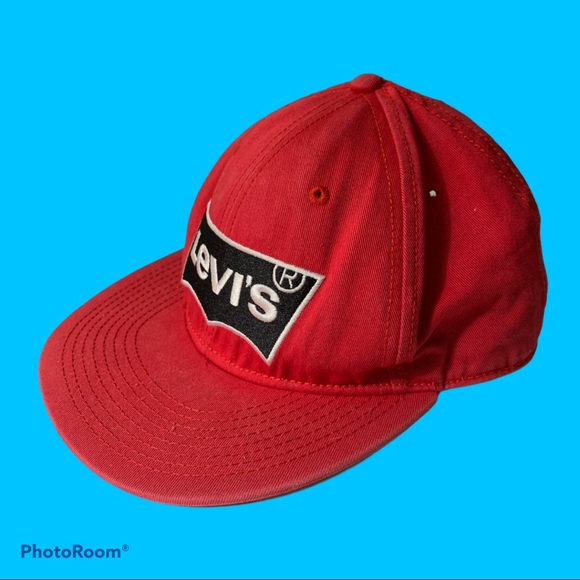 💥3/$25 VINTAGE LEVI’S RED SNAPBACK HAT FLAT BRIM - Picture 2 of 8